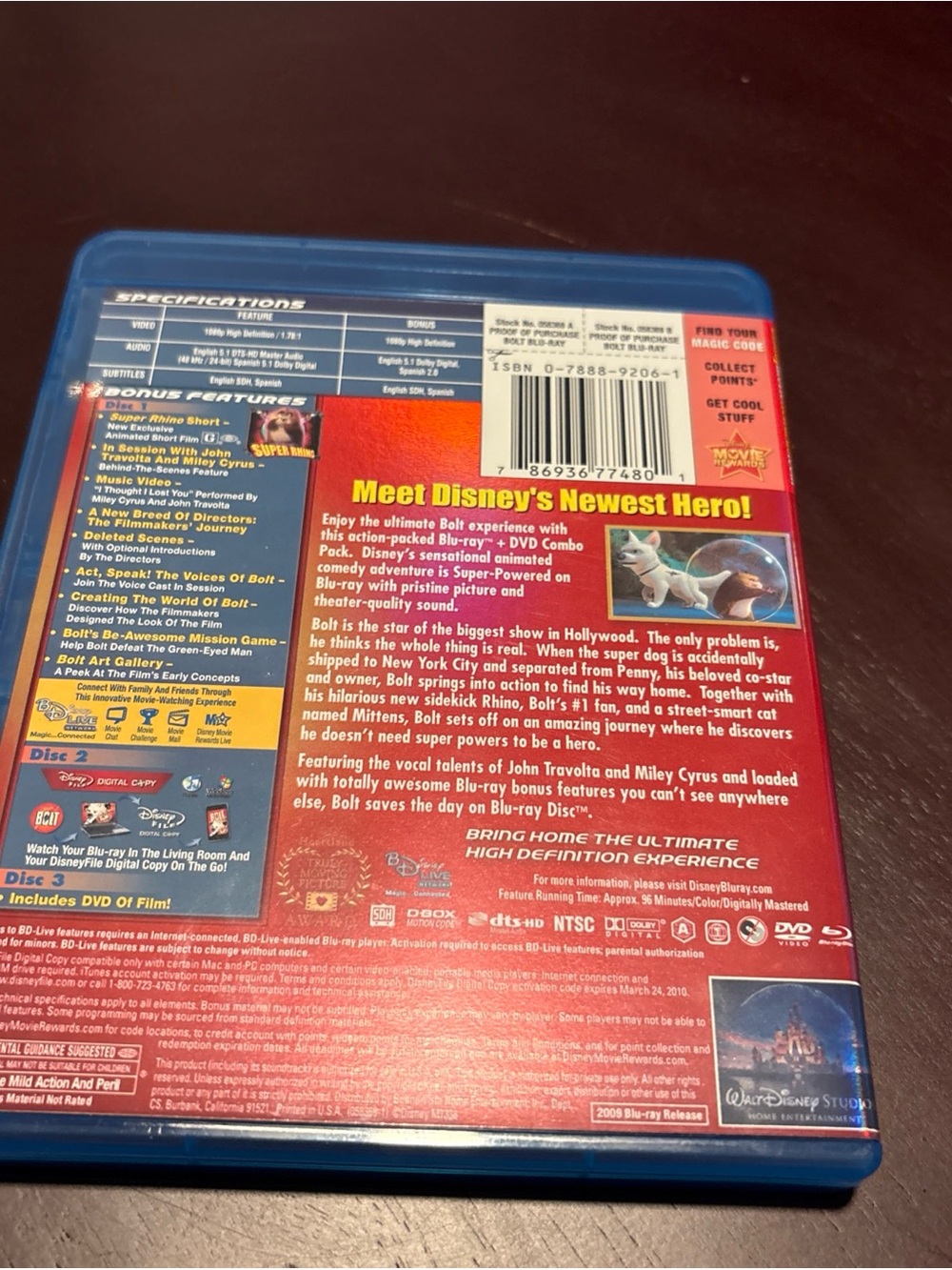 Disney Bolt Blu-ray + DVD with Slipcover - Picture 2 of 5